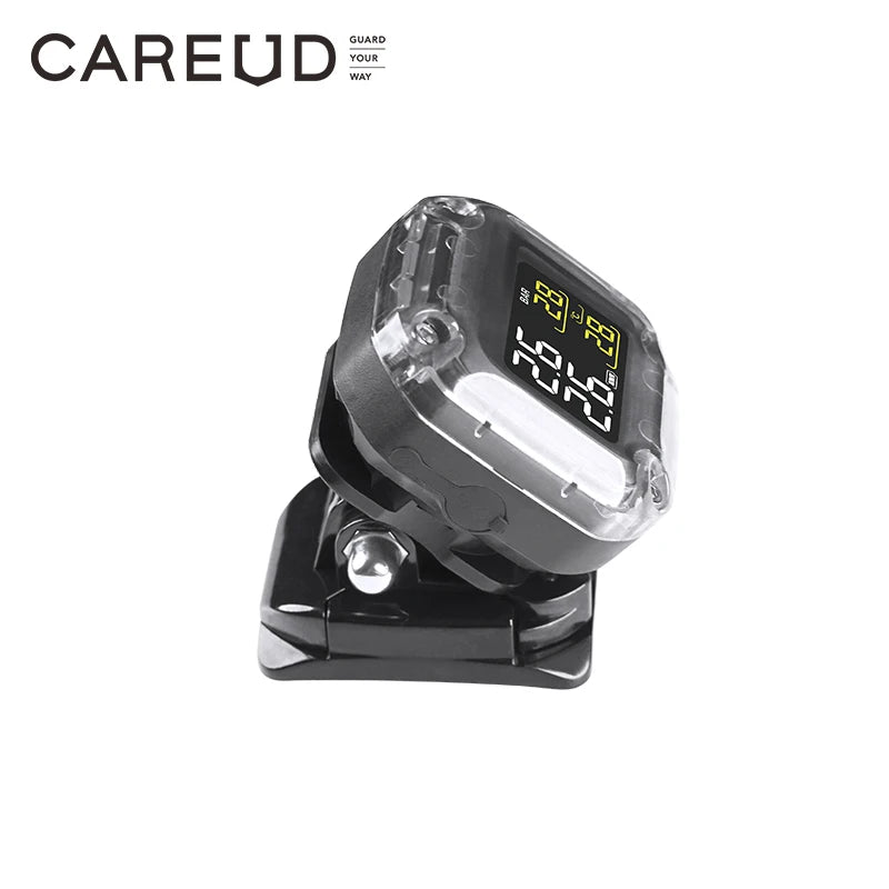 Wileless Motorcycle TPMS Careud Tire Pressure Monitoring System Digital LCD With Two Internal/External Sensors