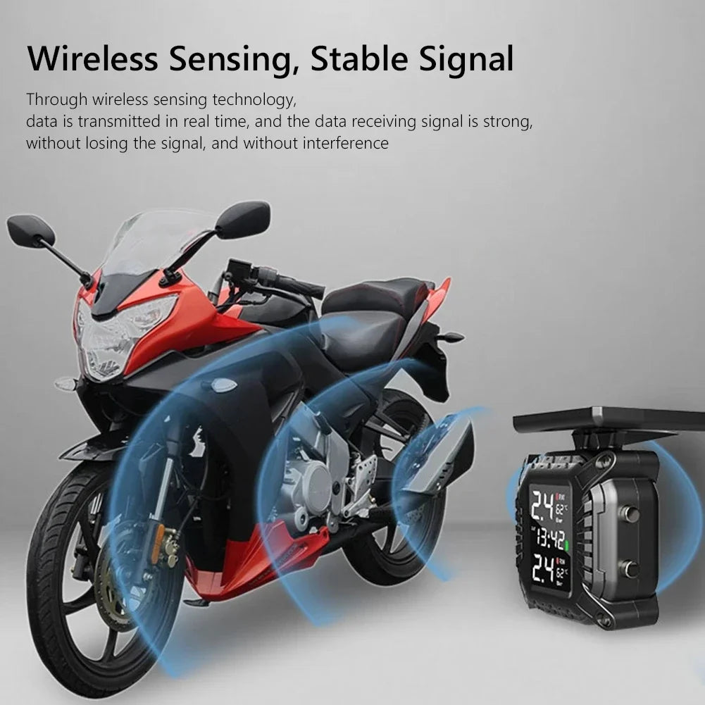 TPMS Motorcycle Tire Pressure Sensors Motorbike Tire Pressure  Temperature  Monitoring System Solar Charging