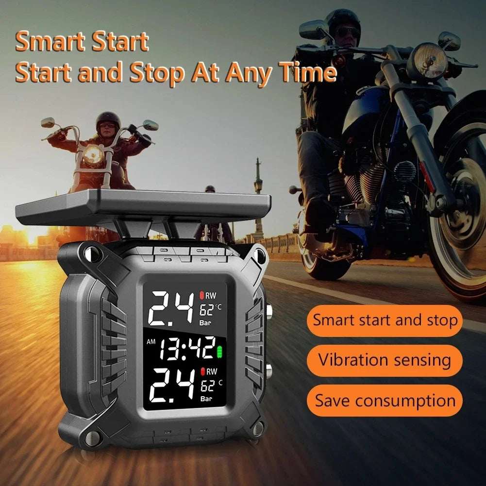 TPMS Motorcycle Tire Pressure Sensors Motorbike Tire Pressure  Temperature  Monitoring System Solar Charging