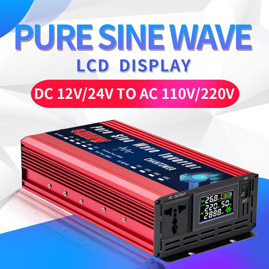 Pure Sine Wave Inverter 12V 220V 2200W 3000W 4000W DC 24V To AC 110V 220V Portable Power Voltage Converter Car Solar Inverter