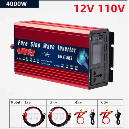 Pure Sine Wave Inverter 12V 220V 2200W 3000W 4000W DC 24V To AC 110V 220V Portable Power Voltage Converter Car Solar Inverter